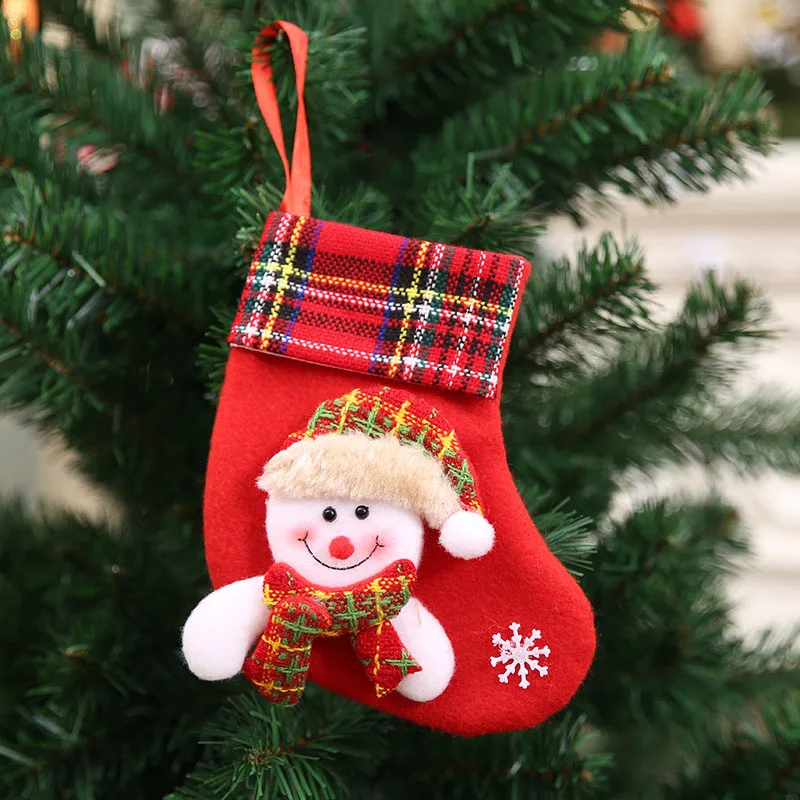 1 шт., рождественские чулки, подвесные украшения на елку, новогодний мешок конфет, подарочные носки, чулки, Рождественский орнамент S35