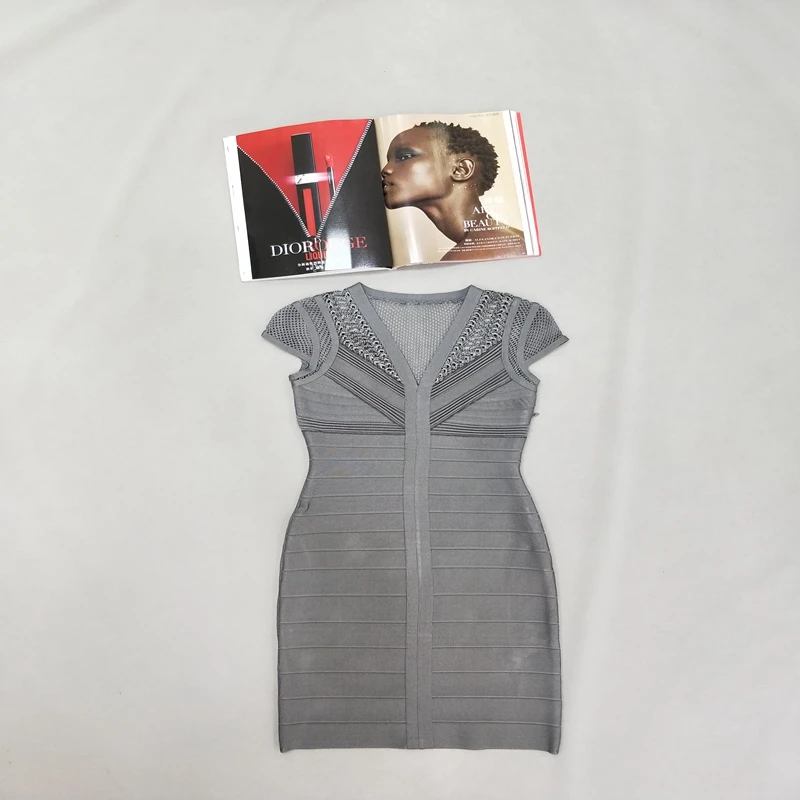Leger Babe Новая модная футболка Бандажное платье с v-образным вырезом элегантная Коктейльная обувь знаменитостей вечерние платья клуб короткий рукав