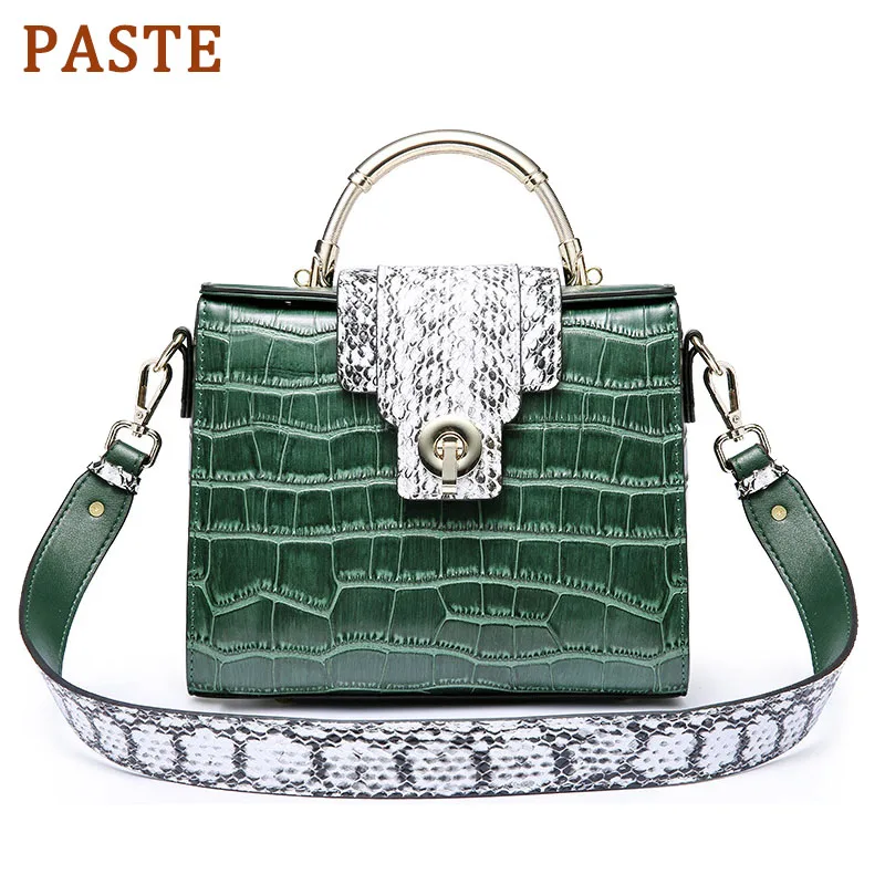 

PASTE Shoulder Bag Female Genuine Leather Handbag Luxury Designer Crocodile pattern Women Messenger Bags Small Casual Tote Tote