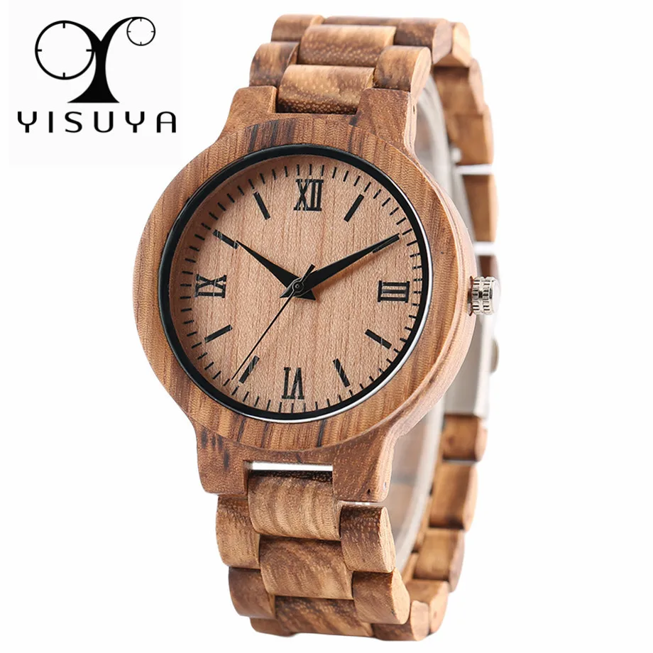 

YISUYA Nature Wood Bamboo Watch Men Handmade Full Wooden Creative Women Watches New Fashion Quartz Clock Christmas Gift
