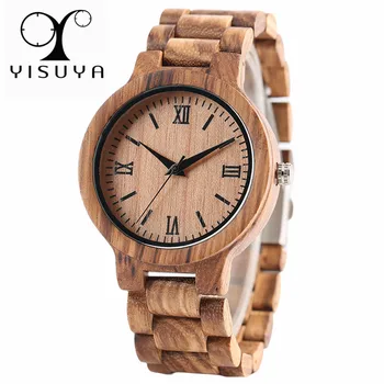 YISUYA-Reloj de madera de bambú natural para hombre y mujer, cronógrafo Digital de cuarzo, hecho a mano, creativo, regalo de Navidad