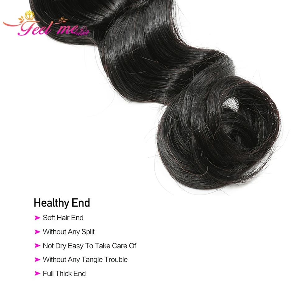 FEEL ME Loose Deep Wave Bundles Peruvian Hair Weave Bundles Remy Human Hair Can Buy 1/3/4 Bundles Natural Color Hair Extensions
