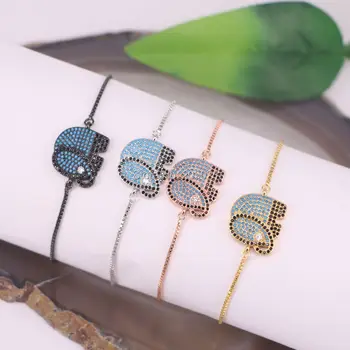 

10Pcs Micro pave Cubic Zirconia Elephant Macrame Adjustable chain Bracelet Women or Men's Jewelry