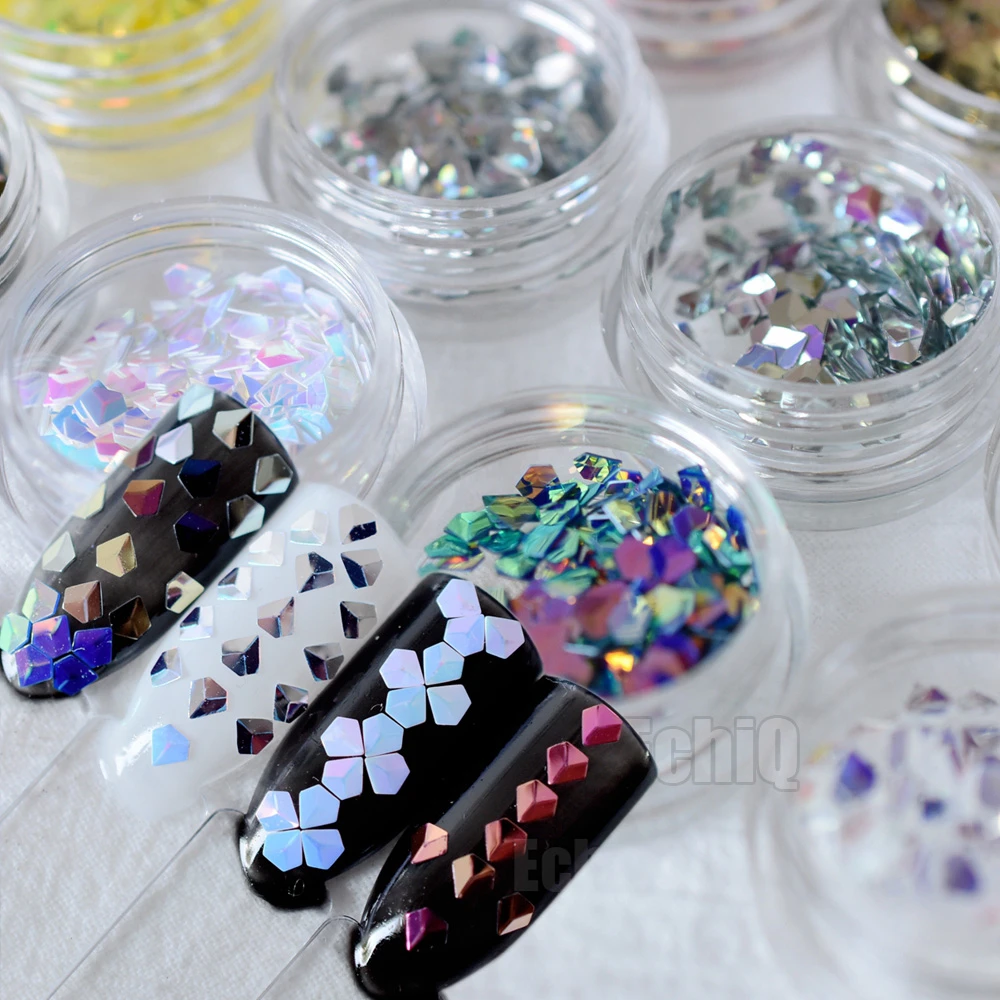 3dカメレオンフレーク マニキュアデコレーション 12色 ダイヤモンド型 キラキラシート ホログラム キラキラ サロンデコレーション Hologram Glitter Nail Sparklessparkling Nail Aliexpress