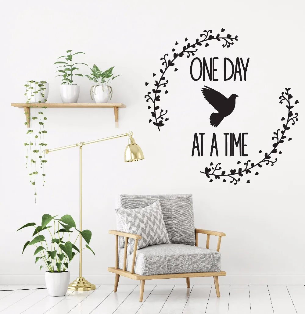 One Day at a Time Wall Sticker Stencil Inspirational Saying Words Decoration For Bedroom Livingroom Beauty Home Decor LY1538 | Дом и сад