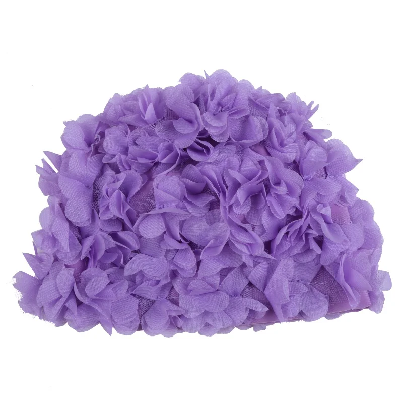 Трехмерные цветы плавать ming cap s Женщины крашеный цветок лепестки дизайн Ванна Женская крышка дамы плавать cap для длинных волос - Цвет: purple