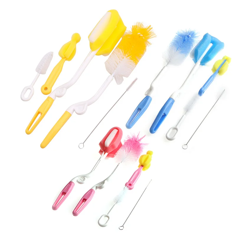 5Pcs Baby Milk Feeding Bottle Brush Handly Portable Nylon and Sponge Tube Cleaner photo