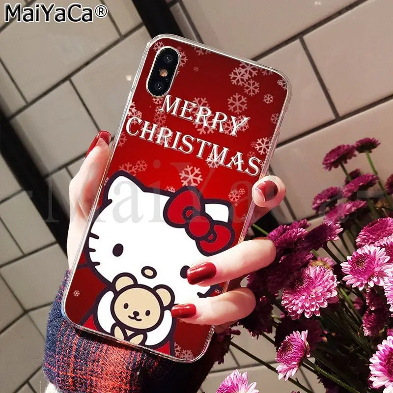 MaiYaCa hello kitty Merry Christmas мягкий резиновый Прозрачный чехол для телефона для Apple iPhone 8 7 6 6S Plus X XS MAX 5 5S SE XR