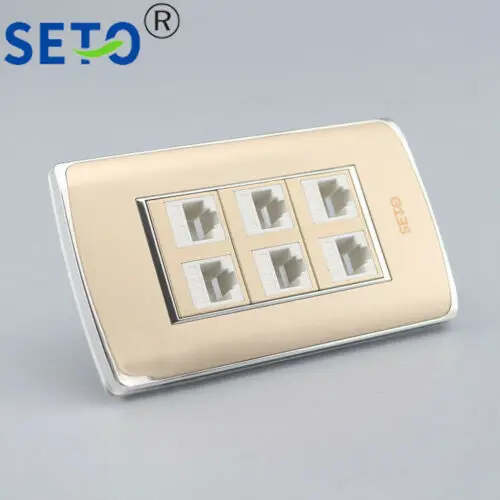 120 тип шесть портов RJ45 Cat5e сетевой разъем LAN настенная пластина Keystone Лицевая панель