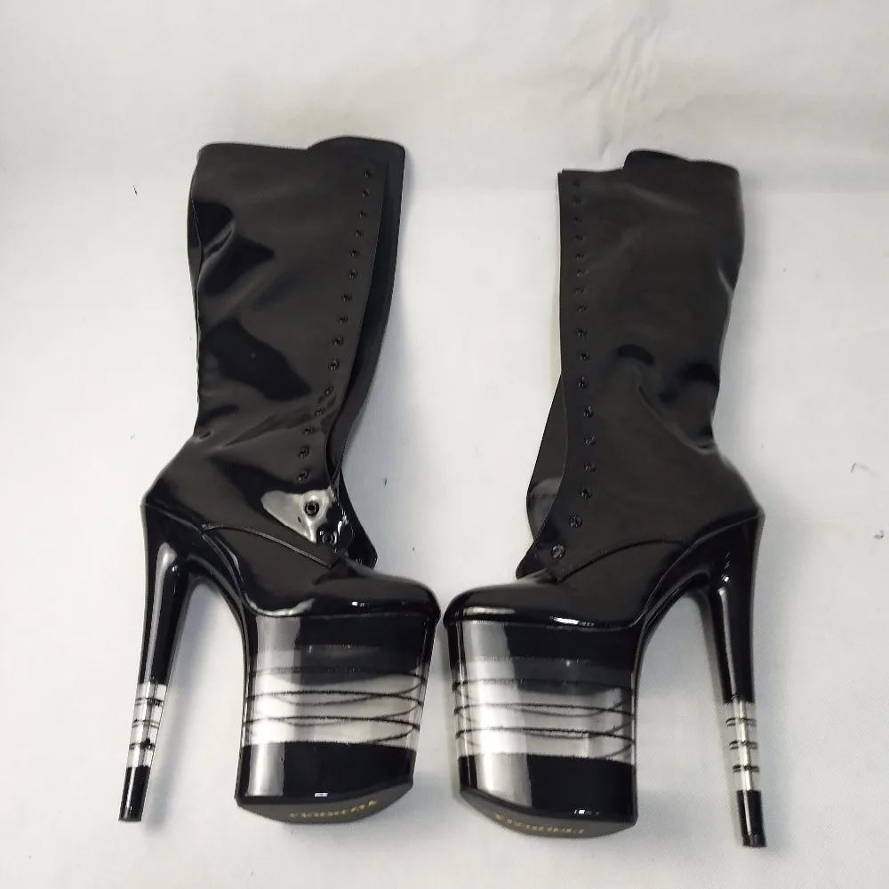 Model 20CM Tall,Sexy Thin Waist With Black Striped Platform, Stage Nightclub Fashion High Boots