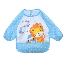 Милый мультфильм красочные детские нагрудники с длинным рукавом книги по искусству фартук животных халат Детский Нагрудник слюнявчик мягкие Кормление едят