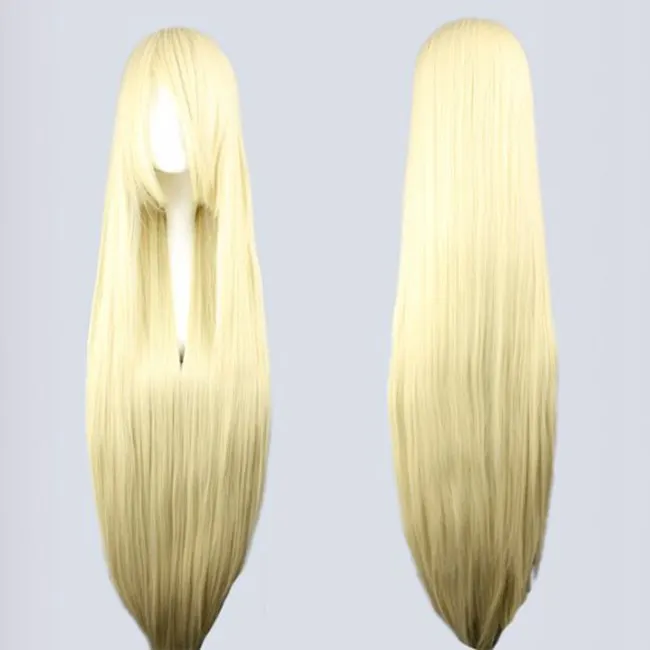 Зеленый парик Fei-Show синтетическое Термостойкое волокно 100 см/40 дюймов длинные прямые волосы мультфильм костюм для ролевых игр - Цвет: Блондинка