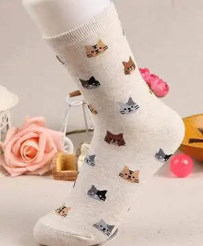 

1pair/lot free shipping korean style woman cartoon cat cotton socks casual soft socks 4colors