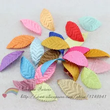 100 шт смешанные цвета искусственный атлас Листья Лист-образная ткань аппликации декоративный лист для венков, кукол, DIY ремесла поставки