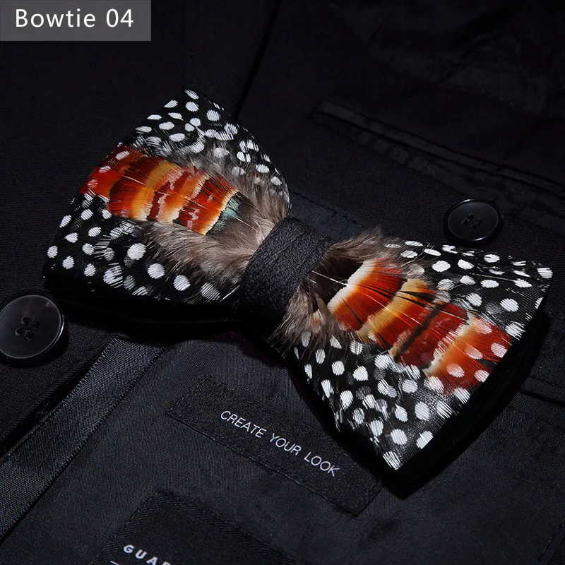 Bowtie 04 JEMYGINS, дизайн, галстук-бабочка, перо, бант, изысканная ручная работа, Мужская брошь для галстука-бабочки, деревянная булавка, подарочный набор, Свадебная вечеринка - Цвет: Bowtie 04