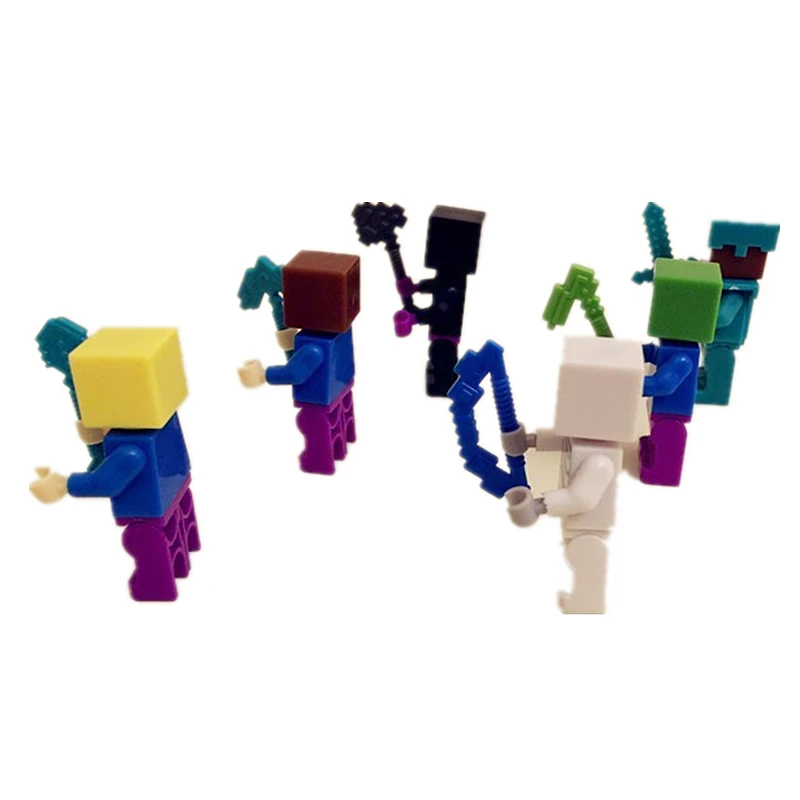 6pcs set Minecraft Toy With Weapon Hanger Creeper Action Figure Minecraft 3D Models Classic Collection Toys