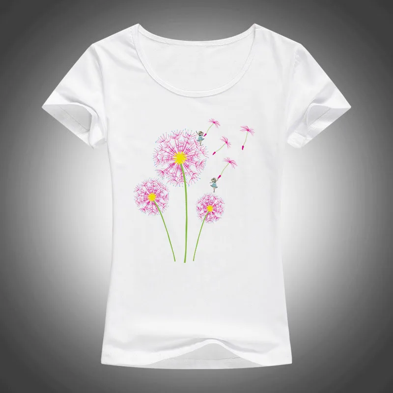 high quality cotton t shirt women dandelion flying printed summer fashion short sleeve tops tees camiseta F33 high quality cotton t shirt women dandelion flying printed summer fashion short sleeve tops tees camiseta F33