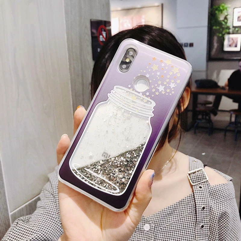 

For Xiaomi mi 8 Case Glitter Back Cover for Xiaomi mi 8 A1 5X A2 6X Mix 2S Dynamic Liquid Case mi A1 Quicksand Phone Cover Shell