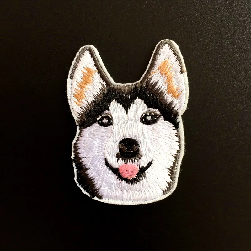 Cute Husky Dogs Patch Embroidery 4.5x6cm Iron on Sticker Patches For