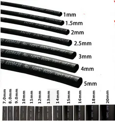 3 мм 5 м/лот 2:1 черный Цвет термоусадочная трубка 600 Напряжение 125 Цельсия черный трубчатый электрод изоляция для кабеля комплект