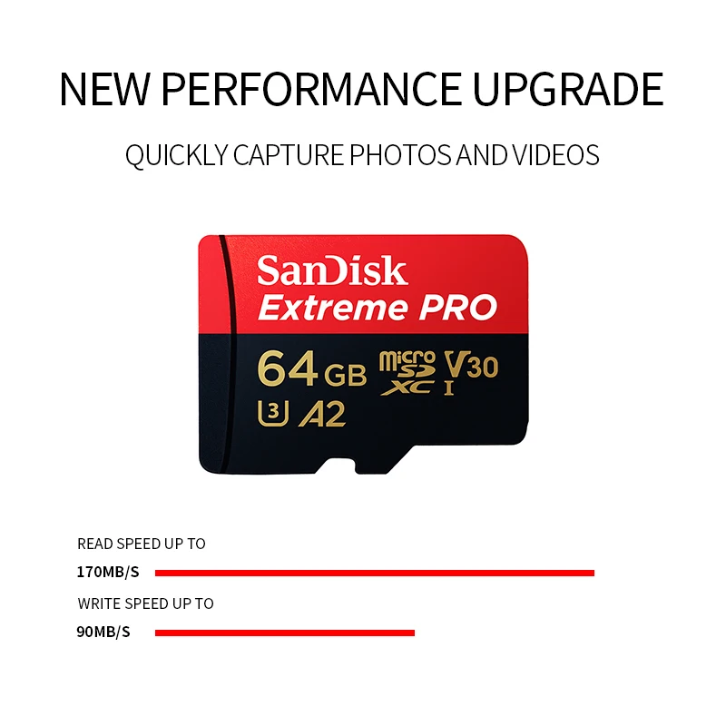 Sandisk Extreme Pro Micro SD карт до 170 МБ/с. 64 GB 128 GB sandisk TF карты памяти с адаптером SD A2 V30 U3 карты