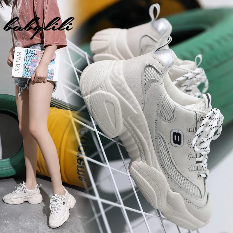 

Sneakers for Women 2019 New Summer Fashion Sneakers Shoes Women Flats Platform Lace-Up Breathable Sneakers Women Vulcanize Shoes