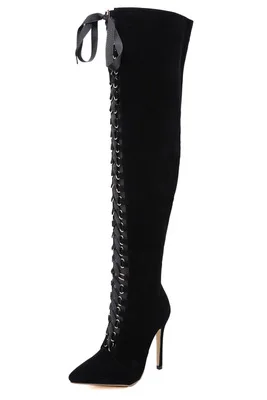 

Wild lace sexy knee-tipped waterproof platform boots 2019 Europe and the new suede fashion women's boots