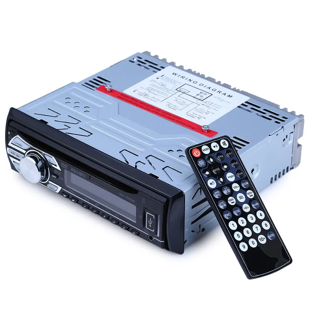 

1563U 12V Car Audio Stereo Support USB SD Mp3 Player AUX DVD VCD CD Player with Remote Control with Digital Stereo FM Radio