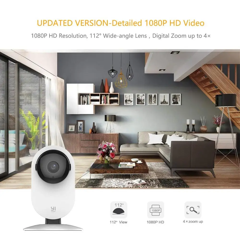 Домашняя камера YI Home Camera 720 p 2 шт | 111° широкоугольный объектив | Двухсторонняя аудиосвязь | Оповещения об активности