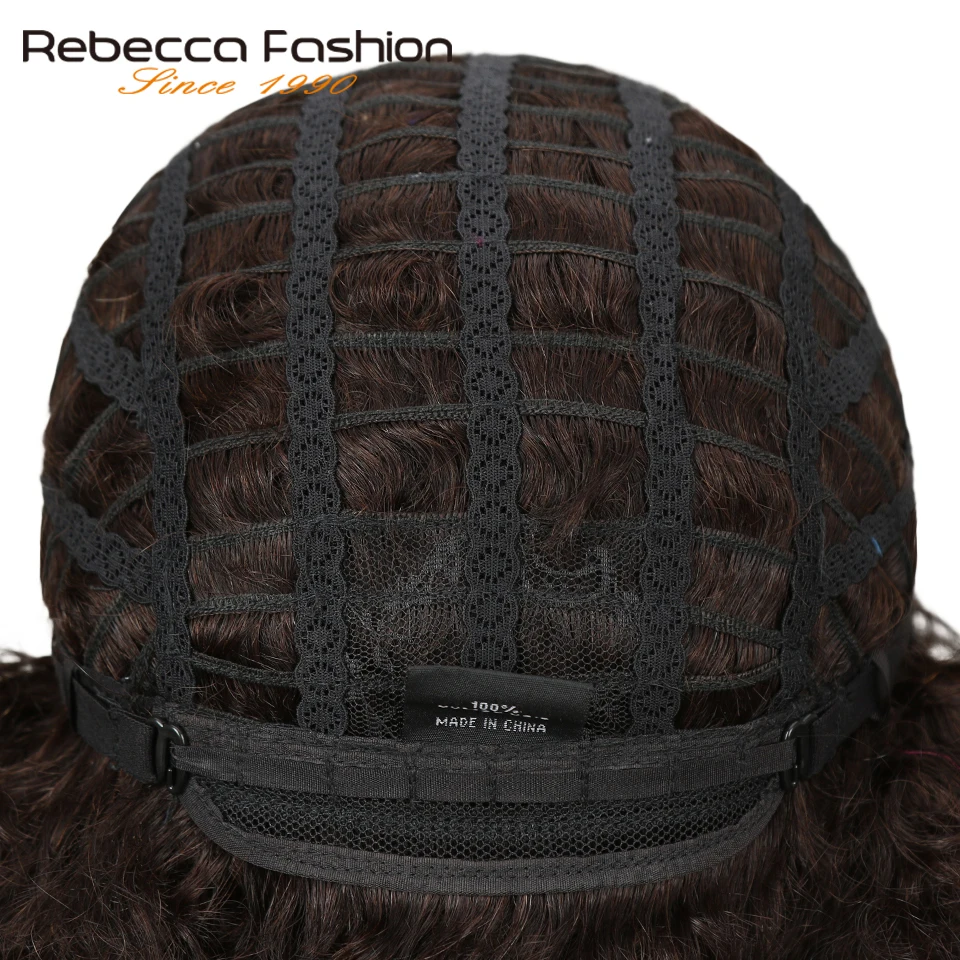 Rebecca афро кудрявый парик бразильские Remy человеческие волосы короткие парики для женщин коричневый красное вино 10 цветов выбор