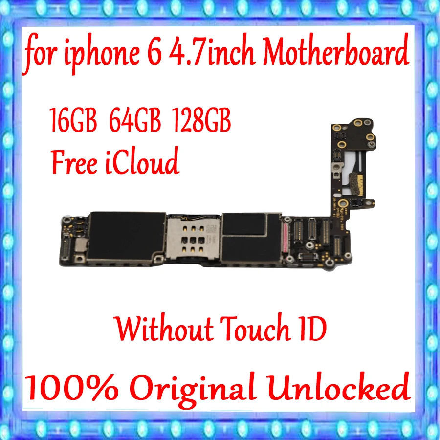 Najtaniej Bez simlocka dla iphone a 6 4.7 cal płyta główna z bez identyfikator dotykowy tablica logiczna 100% oryginalny dla iphone 6 płyta główna + system ios