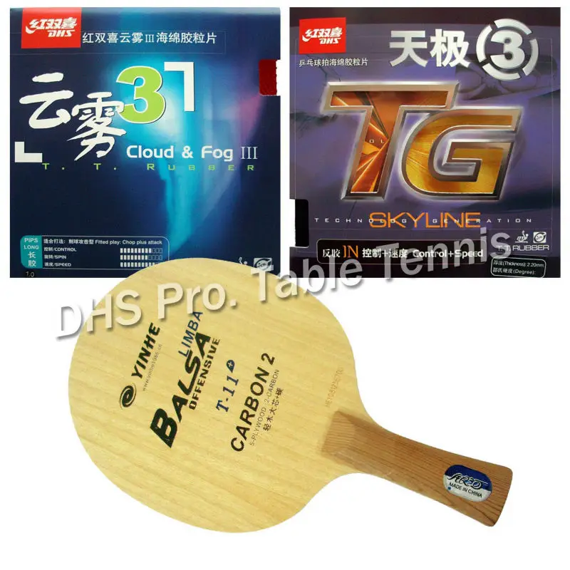 

YINHE Galaxy T-11+ Blade with DHS Skyline TG3 and Cloud & Fog III Rubbers Shakehand long handle FL