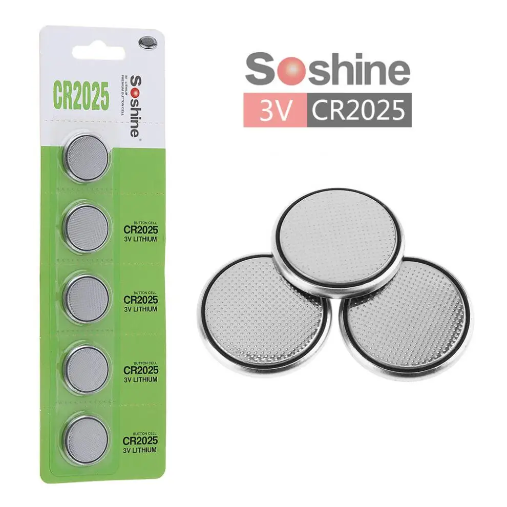 

Soshine 5pcs CR2025 3V 150mAh Button Cell Li-ion Batteriesfor Watch / Toy / Calculator