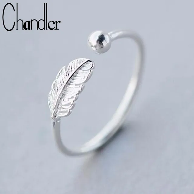 Chandler silver Feather Bead Rings Opening Full Finger Toe Bague For Women Simpl Chandler silver Feather Bead Rings Opening Full Finger Toe Bague For Women Simpl