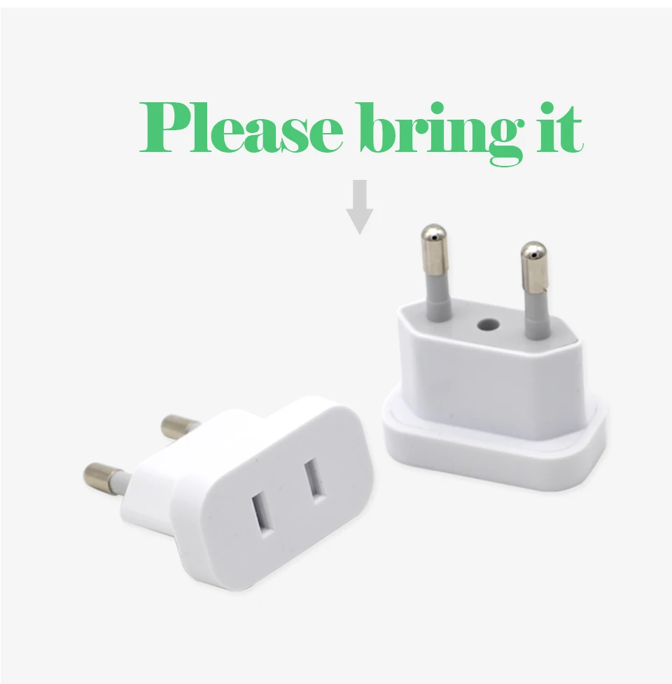 1PC US To EU Plug Safety Gate Valve Charger Outlet Adapter Converter 2 Round Pin Socket USA To Europe Travel Wall AC Power Plug (3)