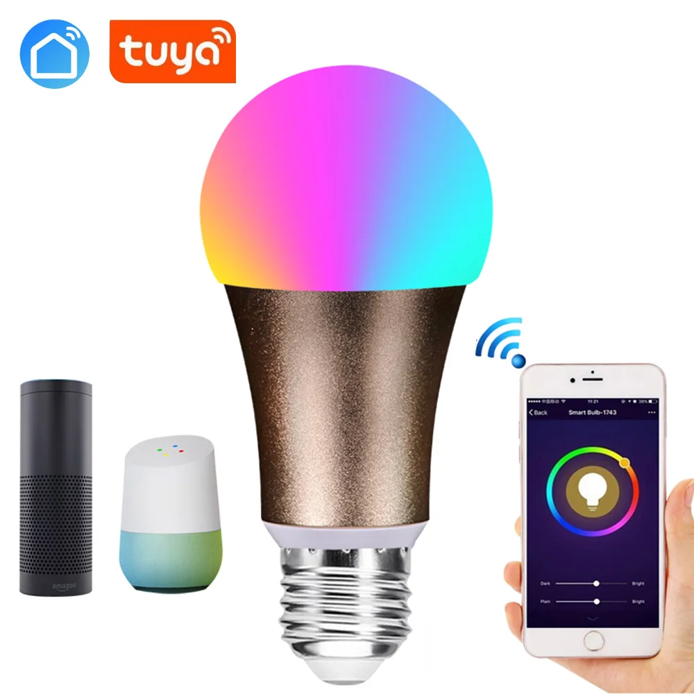 Tuya appWifi свет телефон управление Цвет Регулируемый мягкий холодный белый RGB автоматическая светодиодная «Умная» лампа выключатель света