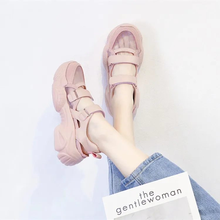 Summer Chunky Sandals Women Buckle Open Toes Women Sandals Shoes Casual White Ladies Shoes Breathable Platform Sandal