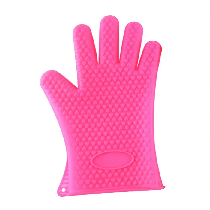 ZKNOC Нескользящие термостойкие силиконовые перчатки, Силиконовая прихватка для духовки, барбекю, жаростойкие перчатки, рукавица для выпечки, кухонный инструмент - Цвет: Rose