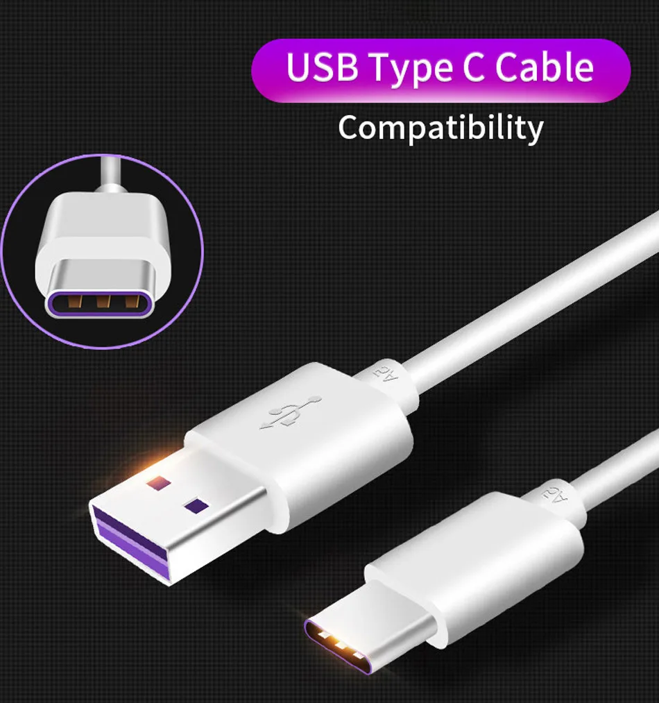 2Huawei P20 Pro Lite USB C Cable 5A Original SuperCharge Type C SCP Fast Quick Charging Cable Type-C Honor V10 10 View10 Nova