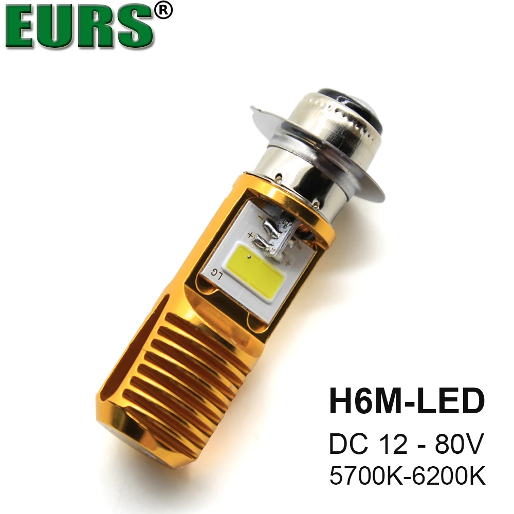 

EURS 2PCS Car-Styling 12V -80V H6M P15D COB LED 16W Turn Signals White Light Lamp Motor Indicator Bulb Motorcycles Lights 6000K