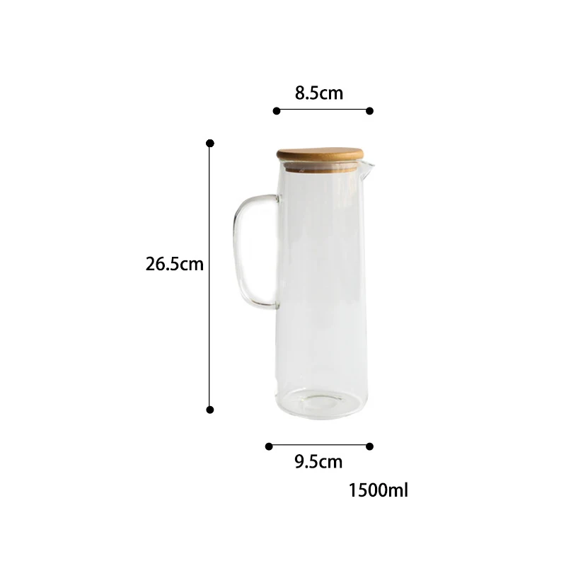 Большая емкость Стеклянный Горшок для холодной воды с деревянной крышкой фруктовый чай холодная питьевая бутылка горшок набор стеклянных чашек - Цвет: 3