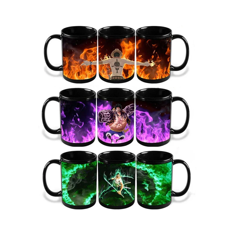 

Coffee Mugs Color Change Tea Cup Luffy Zoro Anime Cartoon Novelty For Gifts Birthday Party Multiple Styles