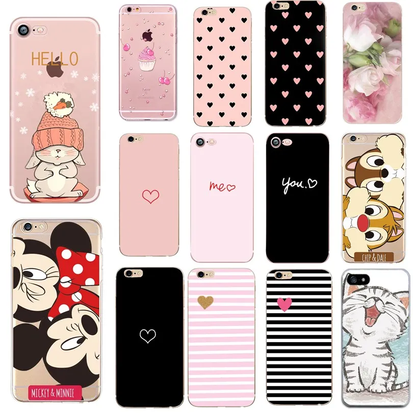 Heart Print Case For Iphone 6 S 6S Cover Phone Accessories Couple Coque Capas For Iphone 8Plus Iphone5 5S SE X XS 7 8 Plus Cases