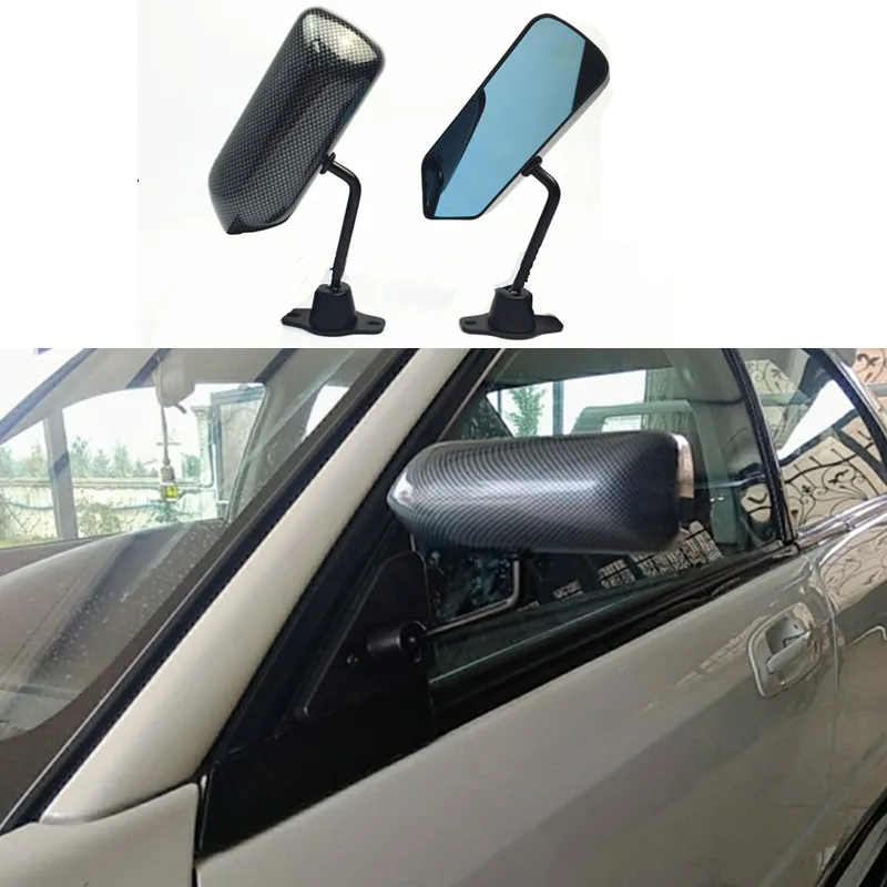 

For 88-91 Honda CRX F1 Style Manual Adjustable Carbon fiber look Painted Side View Mirror