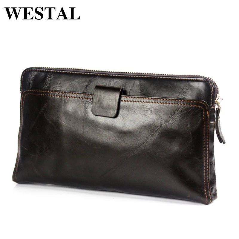 WESTAL Wallet Male Genuine Leather Men s Wallets for Credit Card Holder Clutch Male bags font
