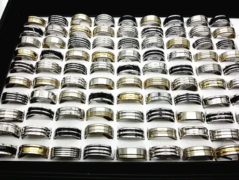 

Wholesale 25pcs assorted mix silver color gold black men's fashion stainless steel jewelry rings brand new