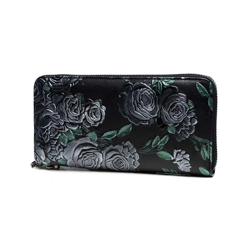 2017 summer New Fashion Genuine Leather Women Wallet Vintage Rose