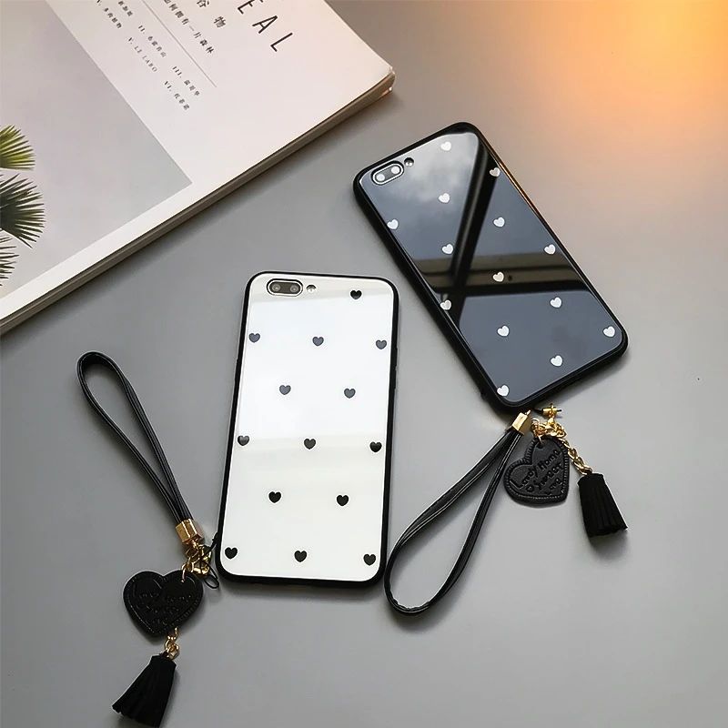 

BONVAN Tempered Glass Case For Huawei P9 P10 Plus Love Heart Hard Cover For Huawei Nova Plus G9 Plus Wristband Couqe Capa