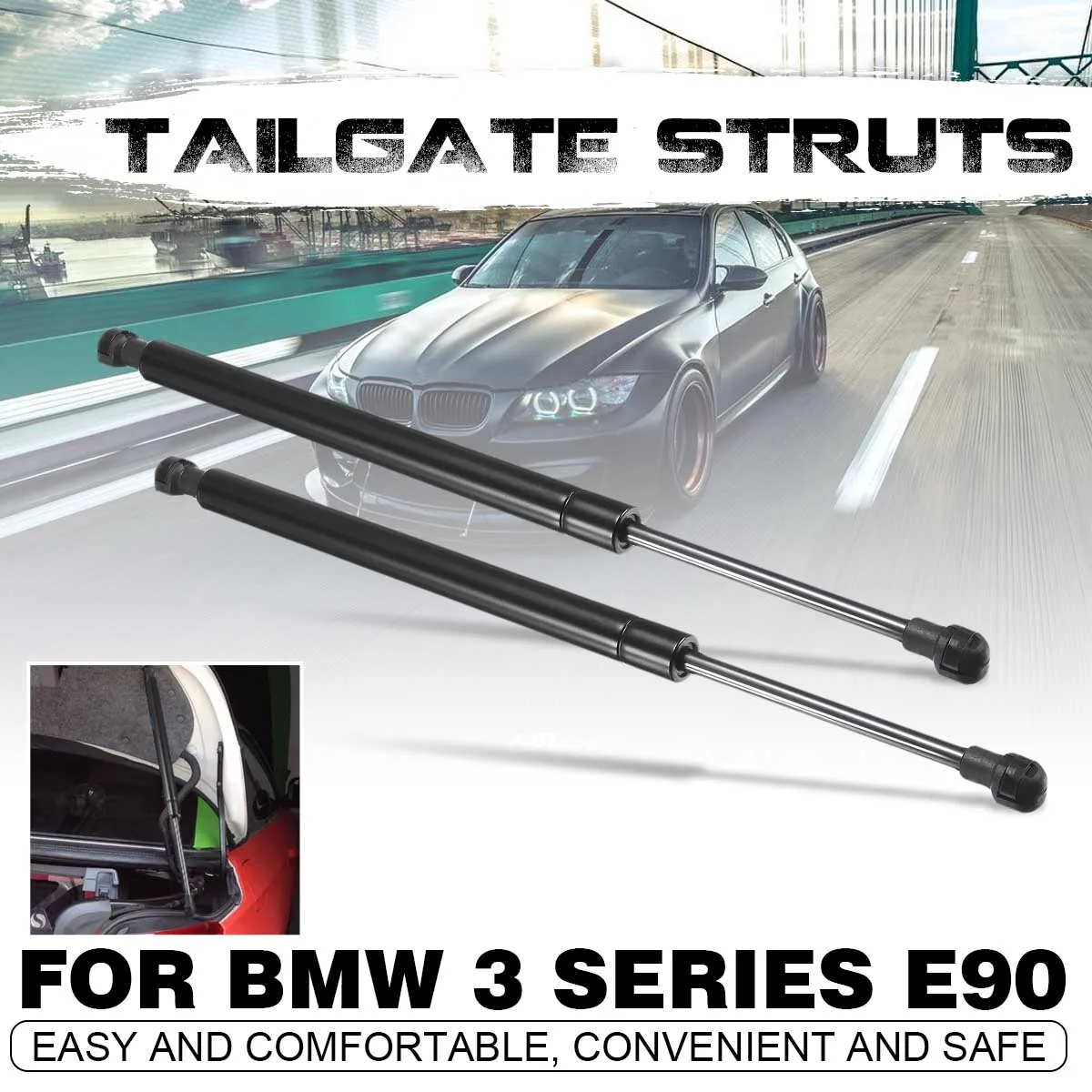  2X 38.5cm Tailgate Boot Trunk Gas Spring Hood Lift Shock Struts For BMW 3 Series E90 E91 E92 E93 20
