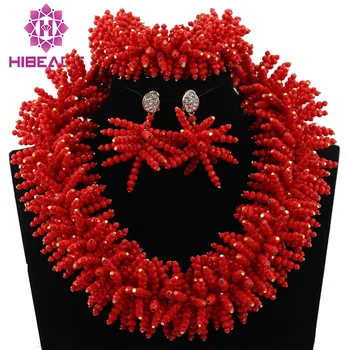 

Fabulous Tomato Red Spike Crystal Beaded Necklace Earrings Bracelet Set Gothic Statement Jewelry Set Heavy Free Shipping WD018